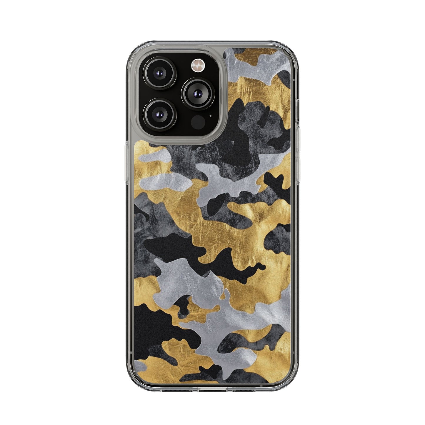 Metallic Gold Camo Clear Phone Case - Stylish Phone Cover