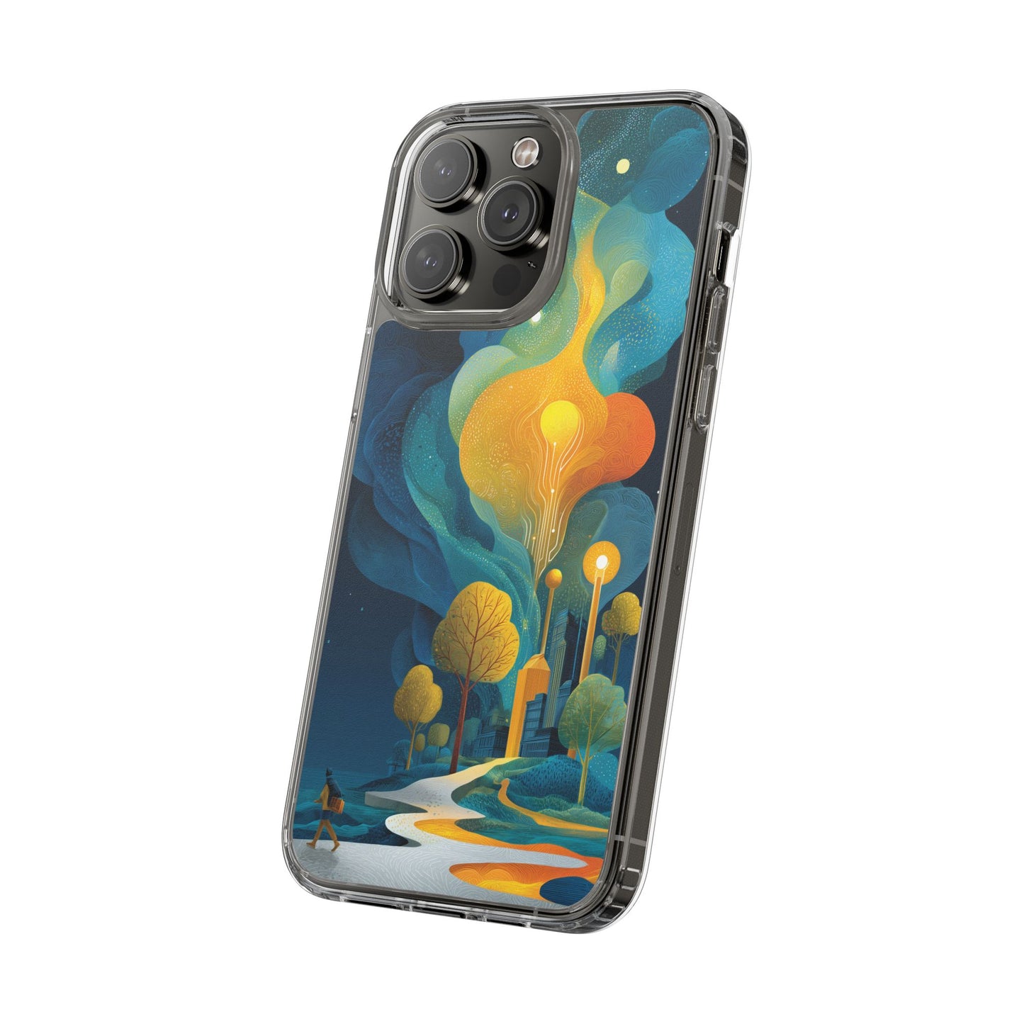 Electric City Forest Phone Case – Glowing Urban Jungle with Vibrant Nature Fusion