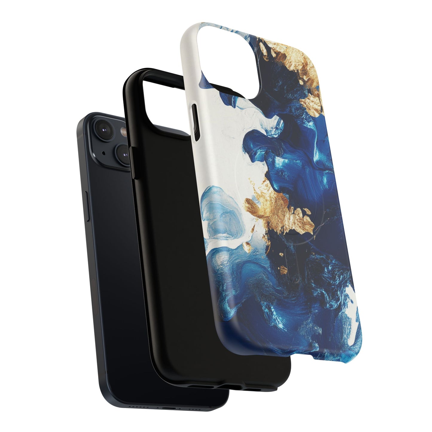 Stylish Tough Magnetic Phone Case – Durable & Chic Golden Blue Design for Smartphone Protection