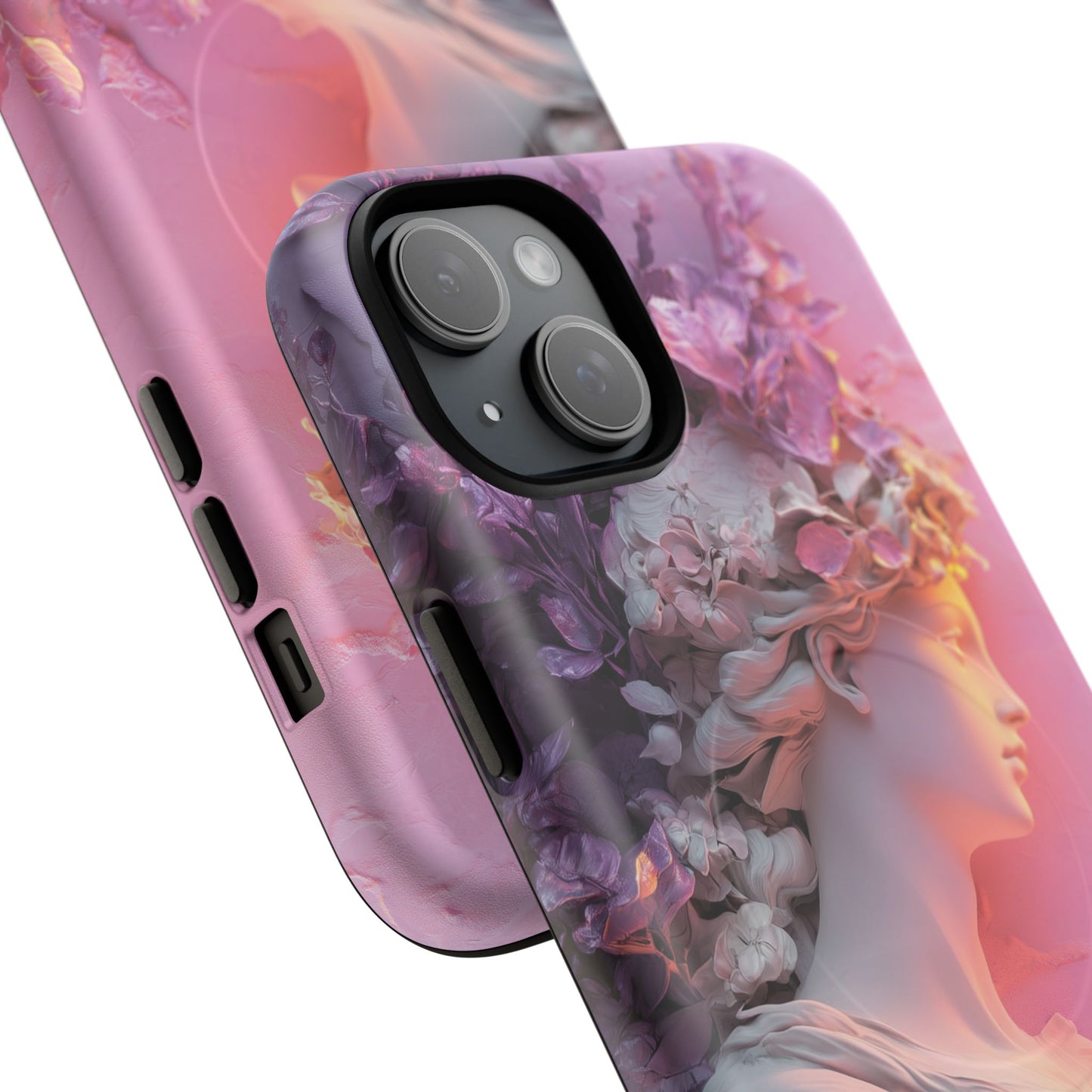 Elegant Floral Tough Magnetic Case for iPhone - Aesthetic Protection