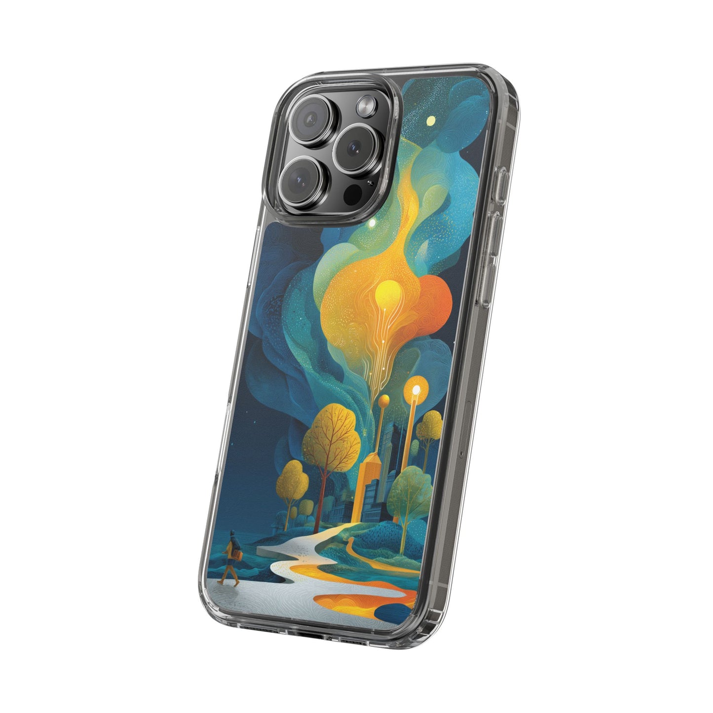 Electric City Forest Phone Case – Glowing Urban Jungle with Vibrant Nature Fusion