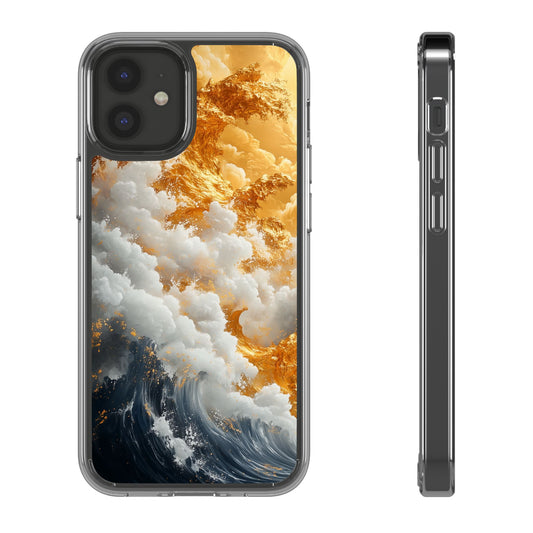 Golden Wave Clear iPhone Case - Stylish Protection for Your Smartphone