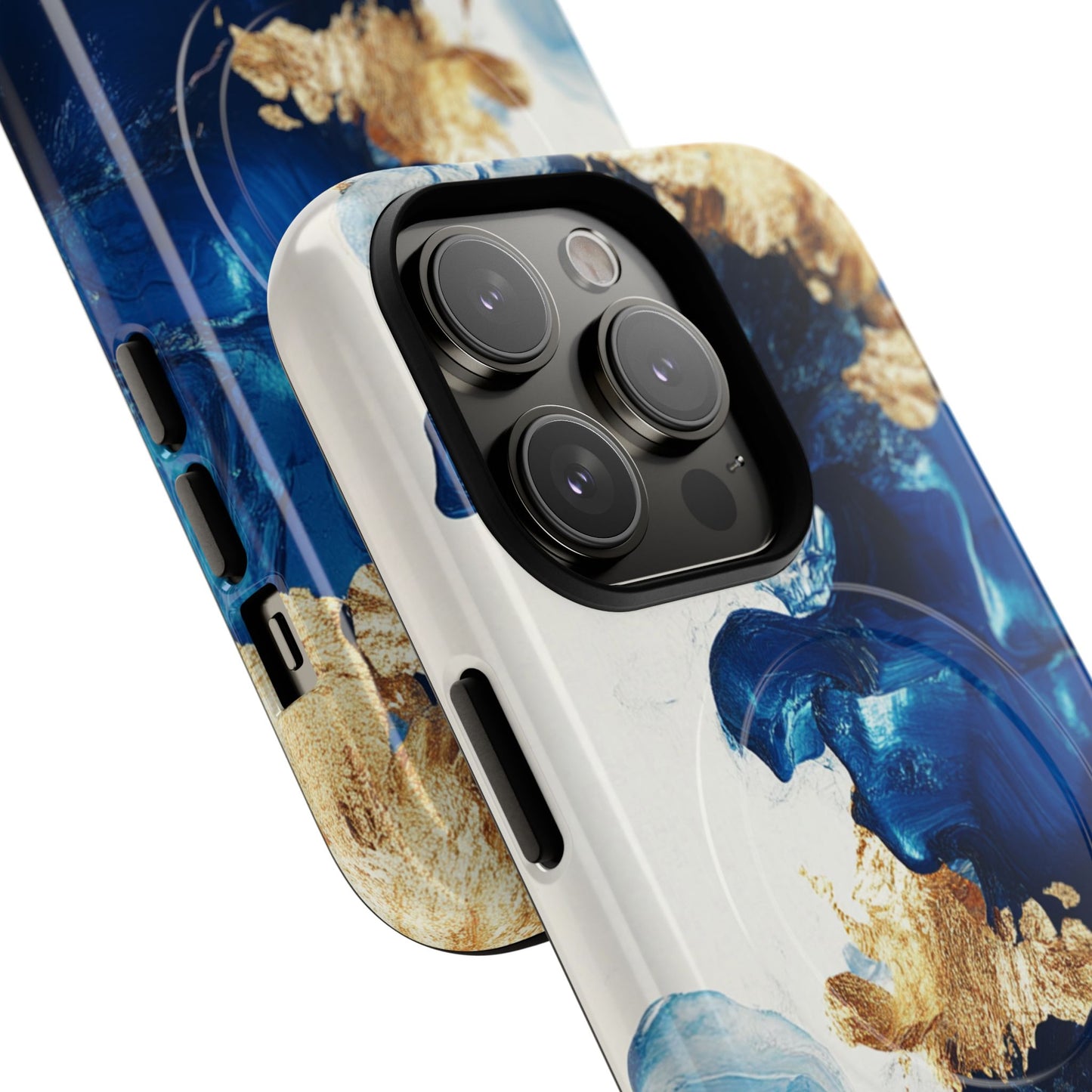 Stylish Tough Magnetic Phone Case – Durable & Chic Golden Blue Design for Smartphone Protection