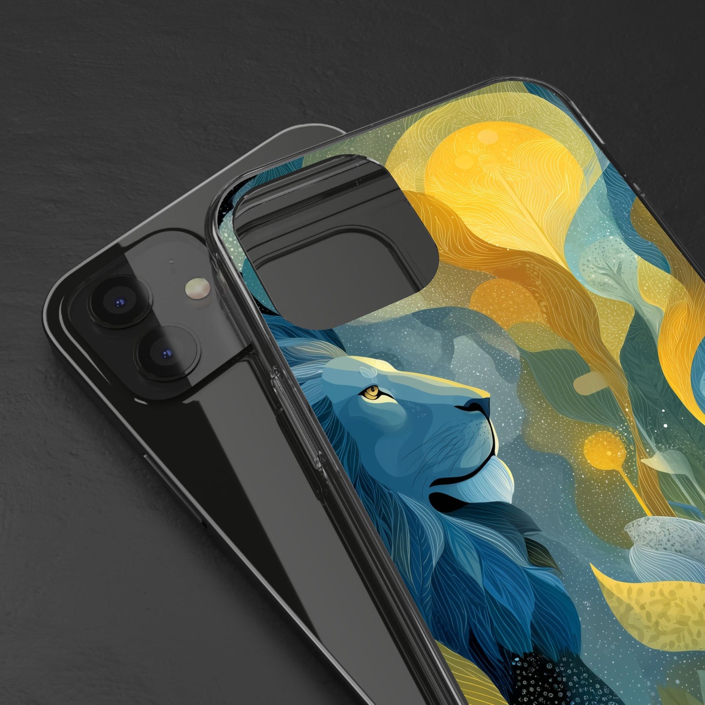 Artistic Lion Design Clear Phone Case | Nature-Inspired Protection for Animal Lovers