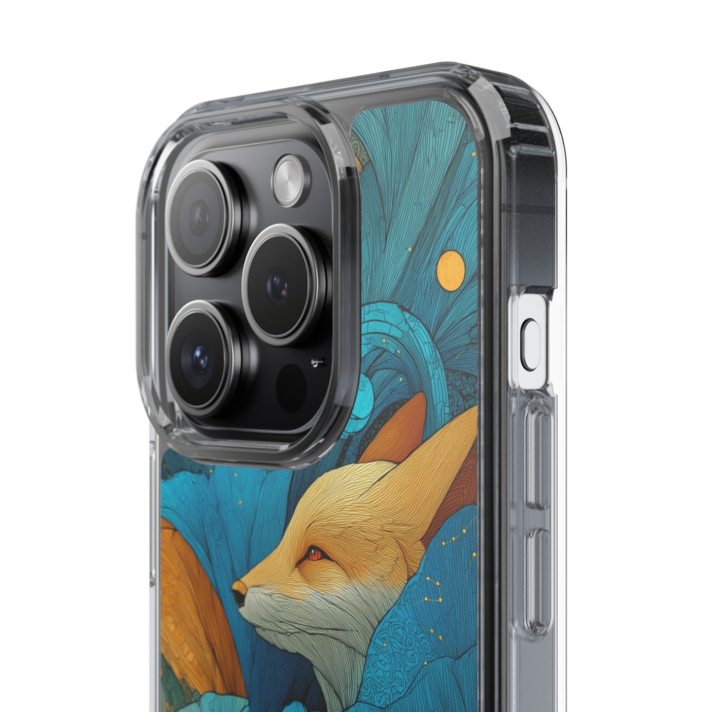 Vibrant Fox Clear Phone Case - Boho Floral iPhone Cover Nature Inspired Gift