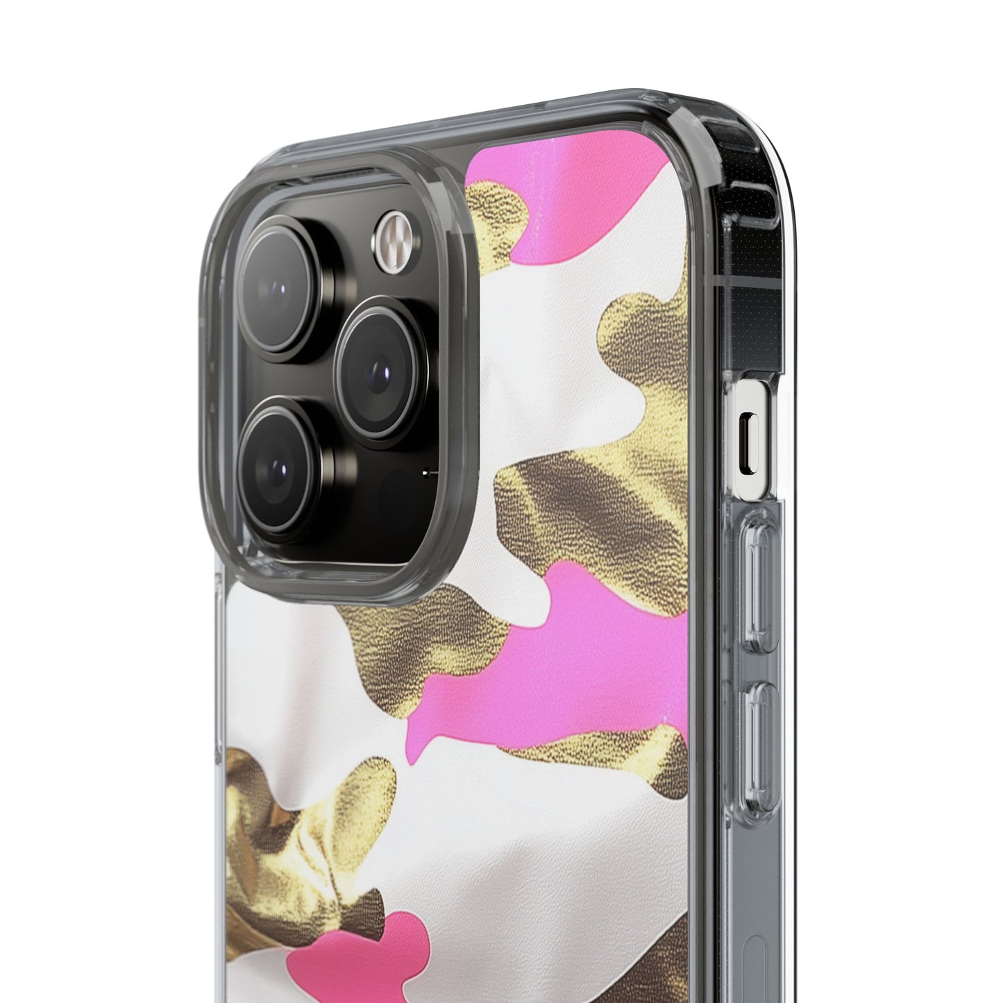 Gold and Pink Camo Phone Case – Stylish Clear Protective Design
