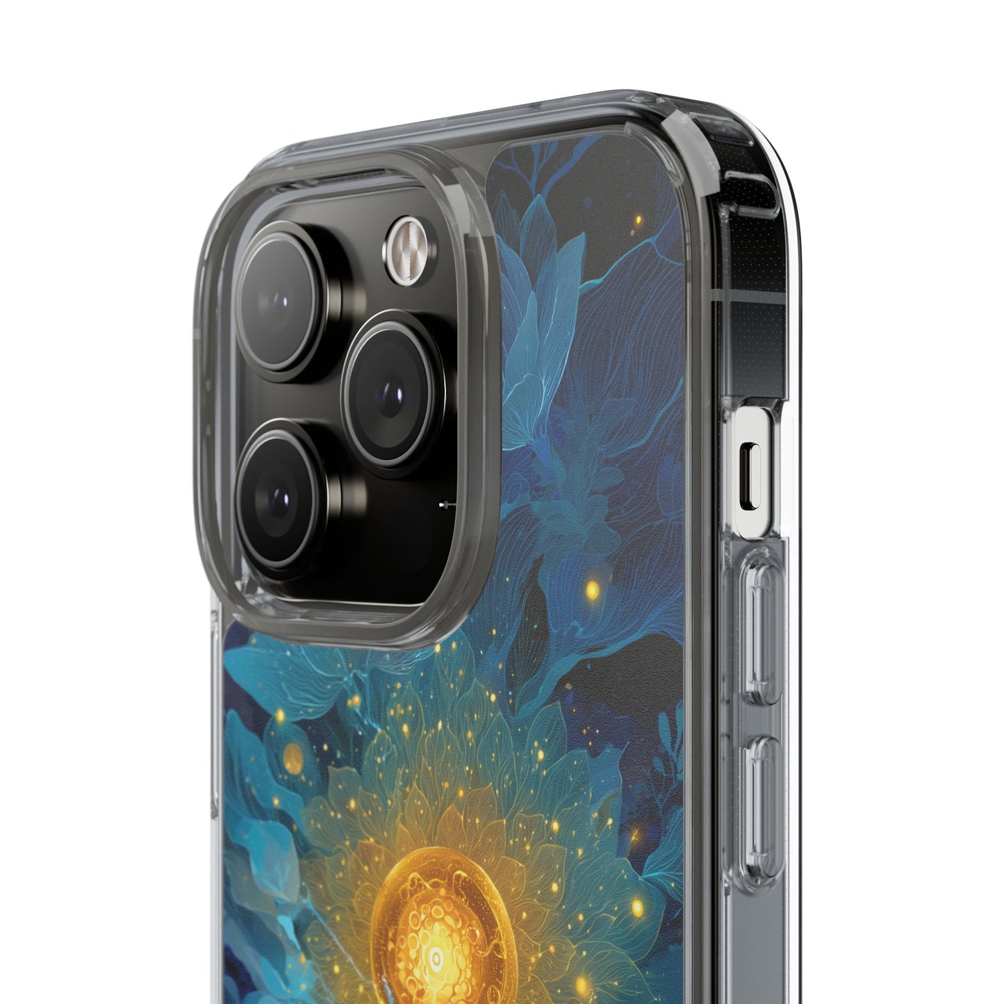 Celestial Nocturnal Bloom Clear Phone Case - Protective, Artistic Design for Nature Lovers