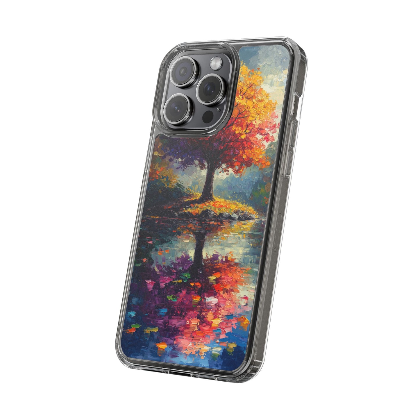 Autumn Landscape Phone Case - Clear Case with Vibrant Tree Design