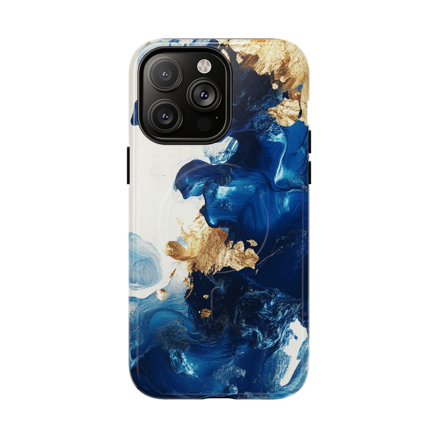 Stylish Tough Magnetic Phone Case – Durable & Chic Golden Blue Design for Smartphone Protection