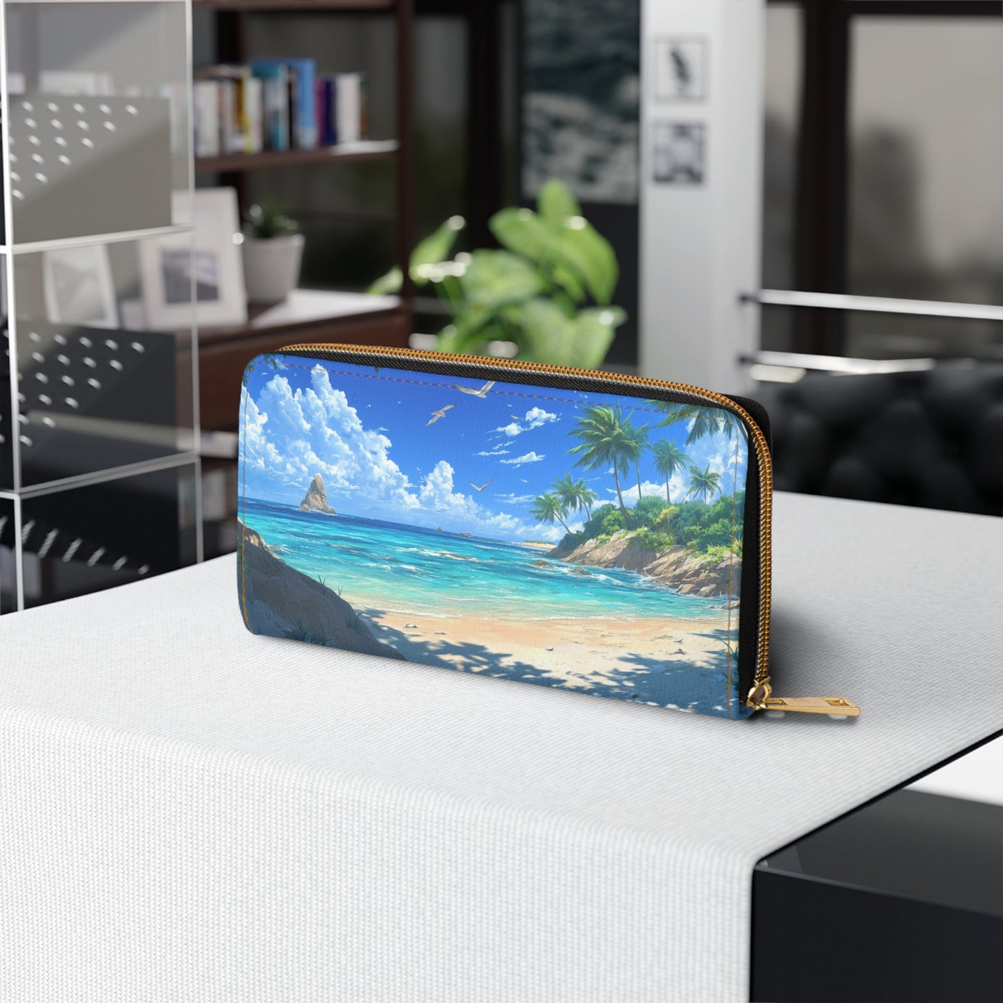 Tropical Paradise Cell Phone Clutch Wallet – Vibrant Beach Scene