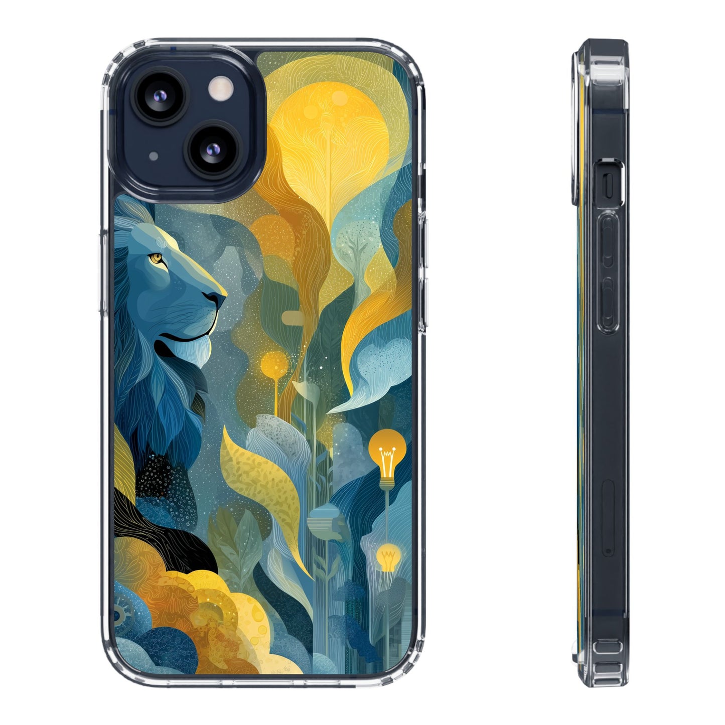 Artistic Lion Design Clear Phone Case | Nature-Inspired Protection for Animal Lovers