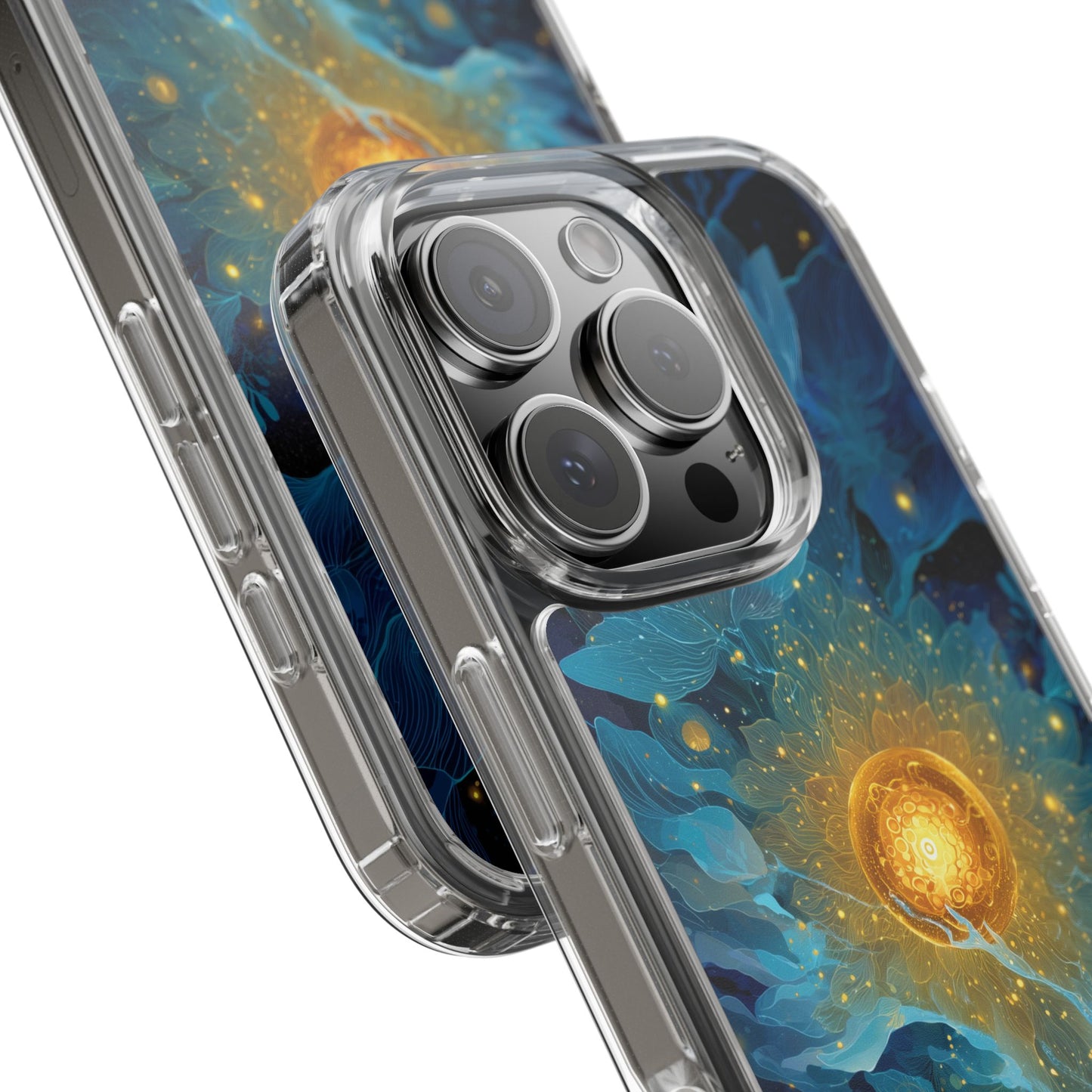 Celestial Nocturnal Bloom Clear Phone Case - Protective, Artistic Design for Nature Lovers
