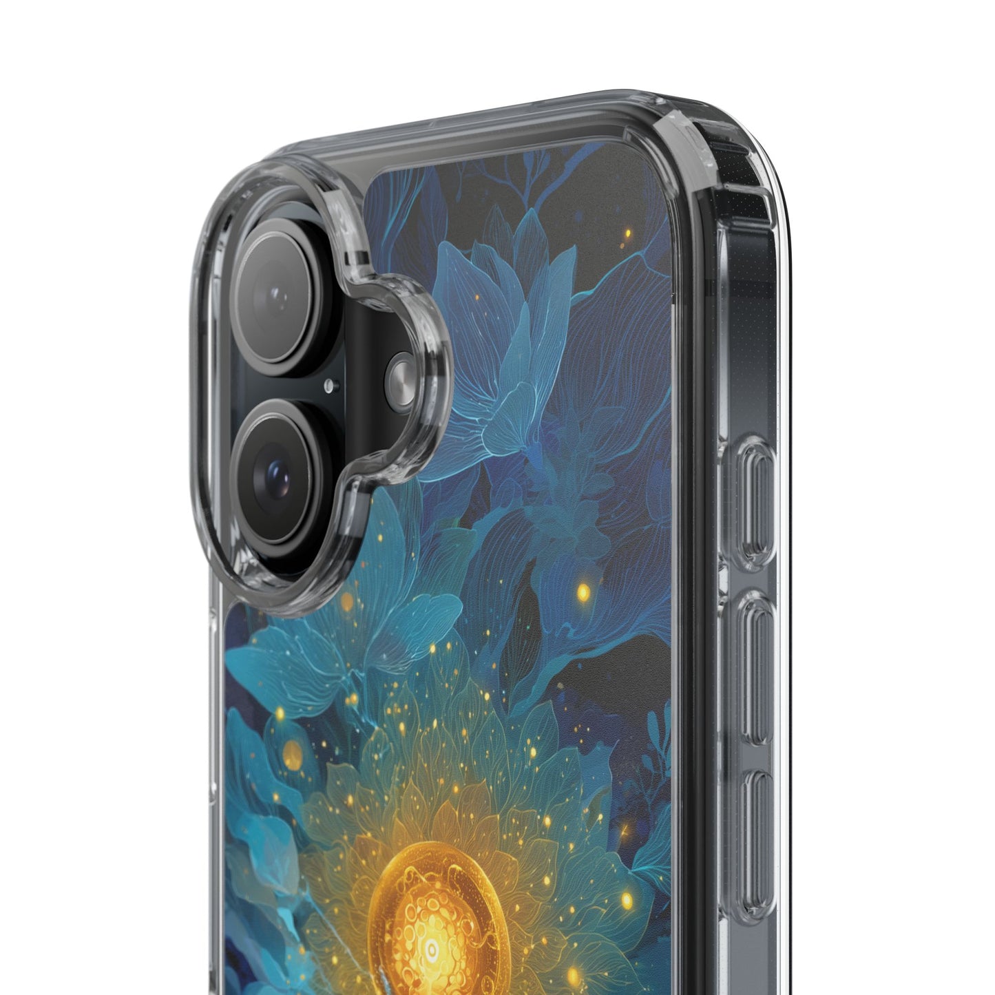 Celestial Nocturnal Bloom Clear Phone Case - Protective, Artistic Design for Nature Lovers