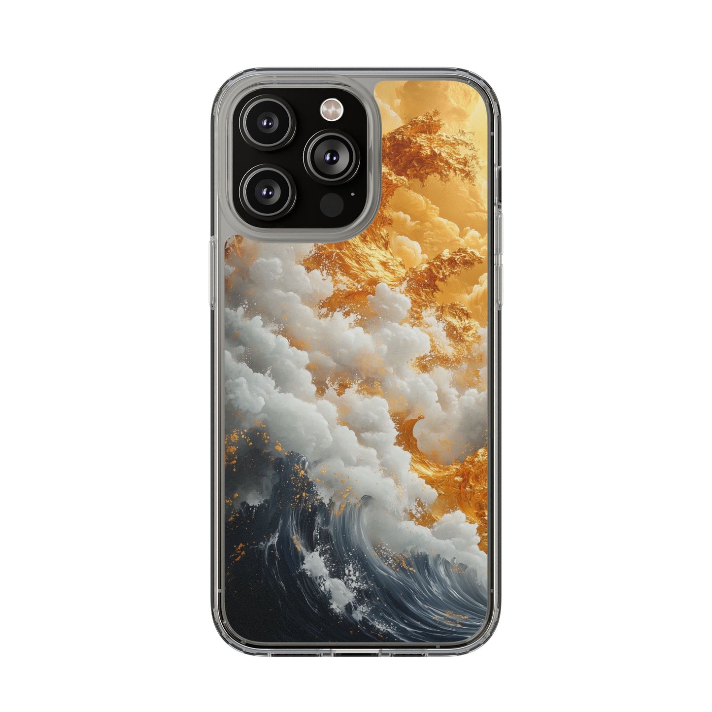 Golden Wave Clear iPhone Case - Stylish Protection for Your Smartphone