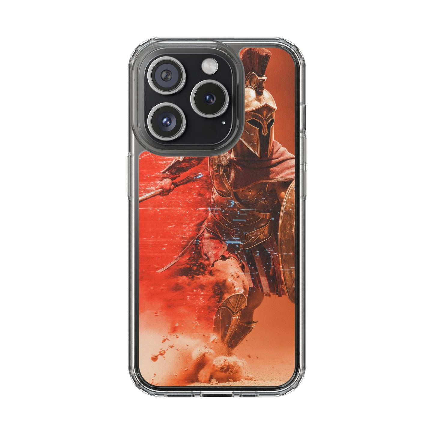 Spartan "Big Duster" Warrior Clear Phone Case - Unique Design for Protection & Style
