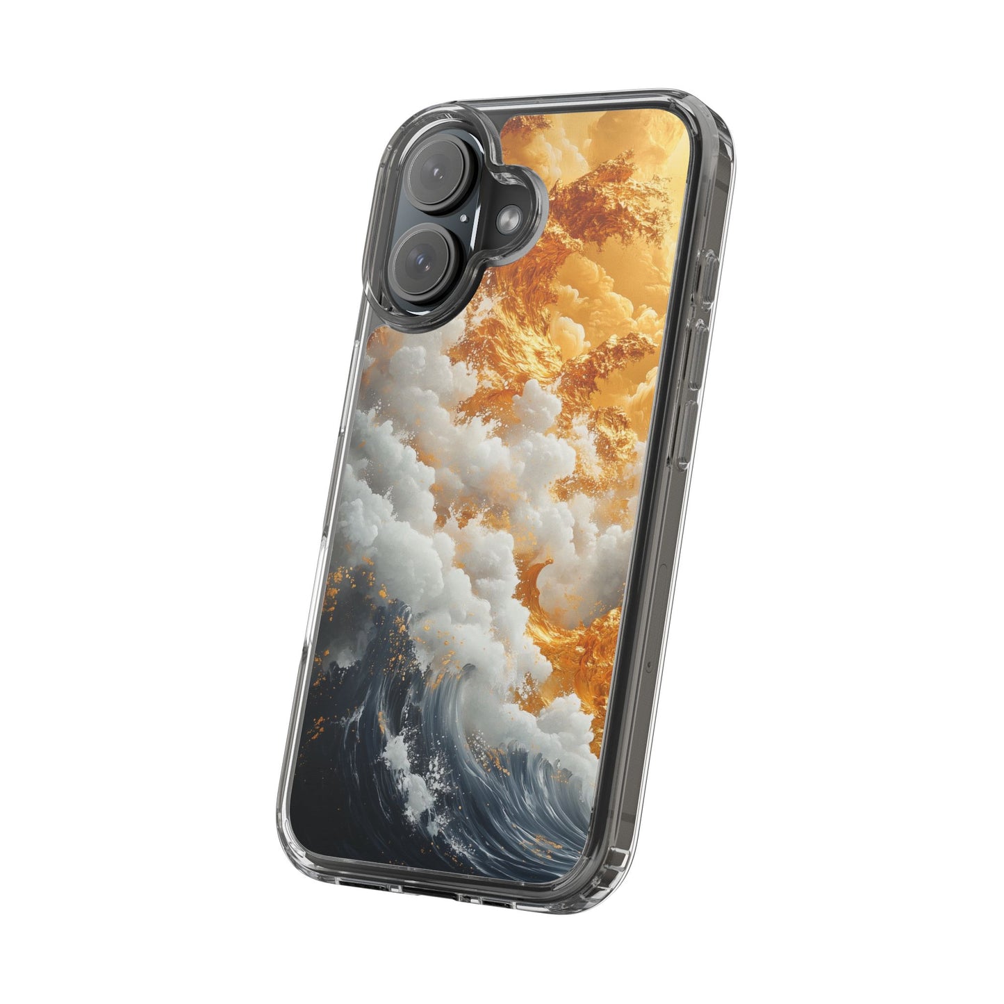 Golden Wave Clear iPhone Case - Stylish Protection for Your Smartphone