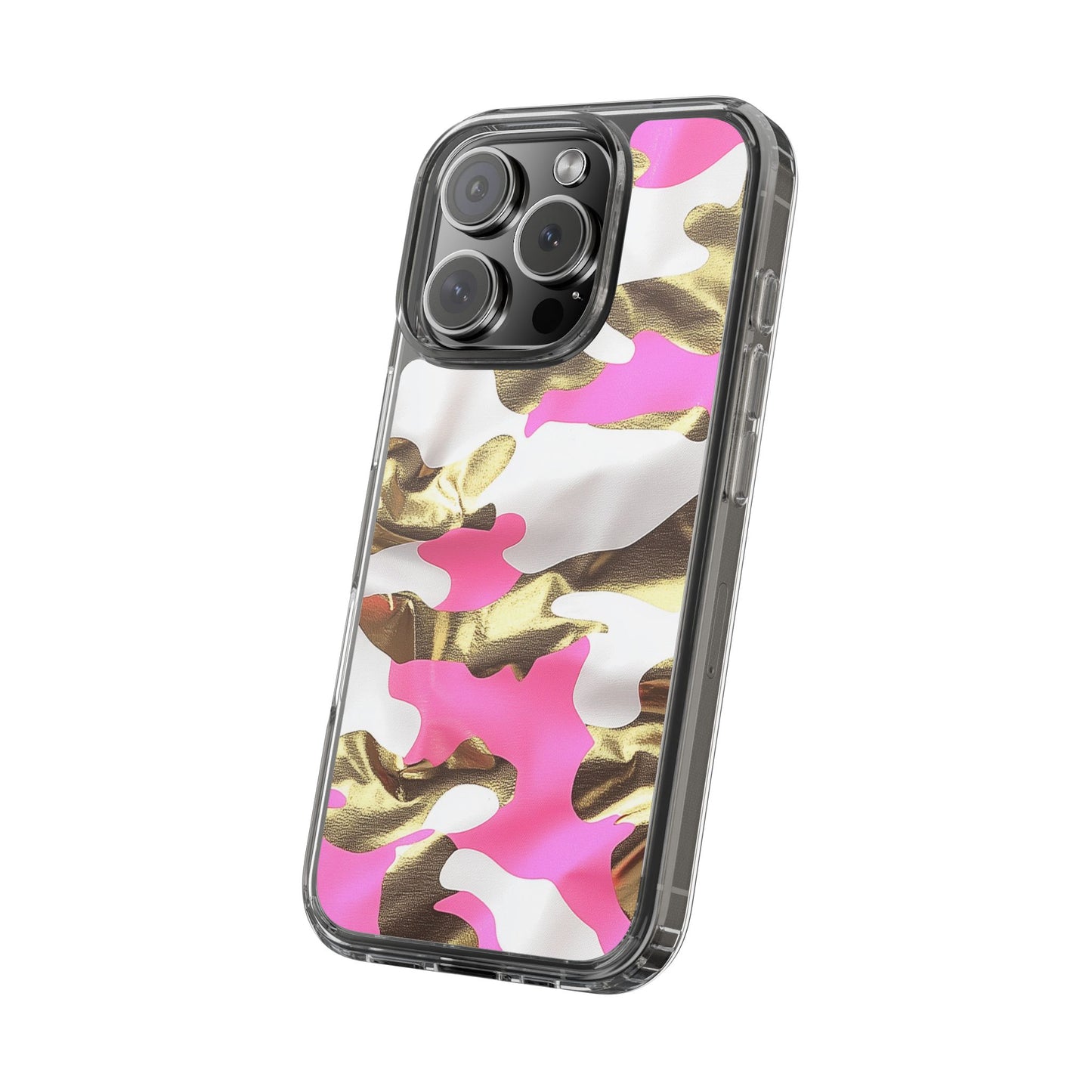 Gold and Pink Camo Phone Case – Stylish Clear Protective Design