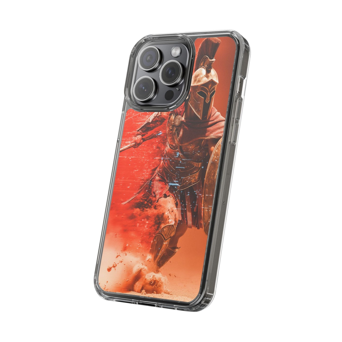Spartan "Big Duster" Warrior Clear Phone Case - Unique Design for Protection & Style