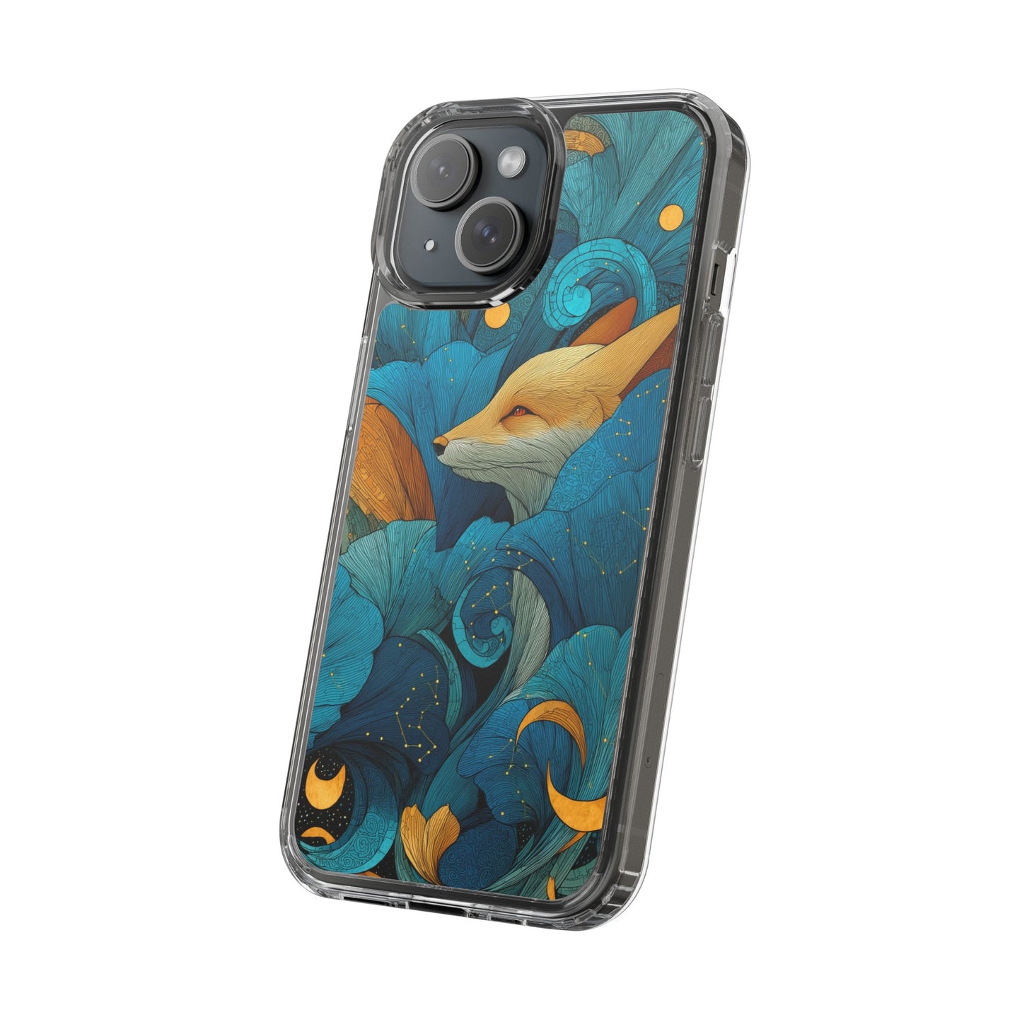 Vibrant Fox Clear Phone Case - Boho Floral iPhone Cover Nature Inspired Gift