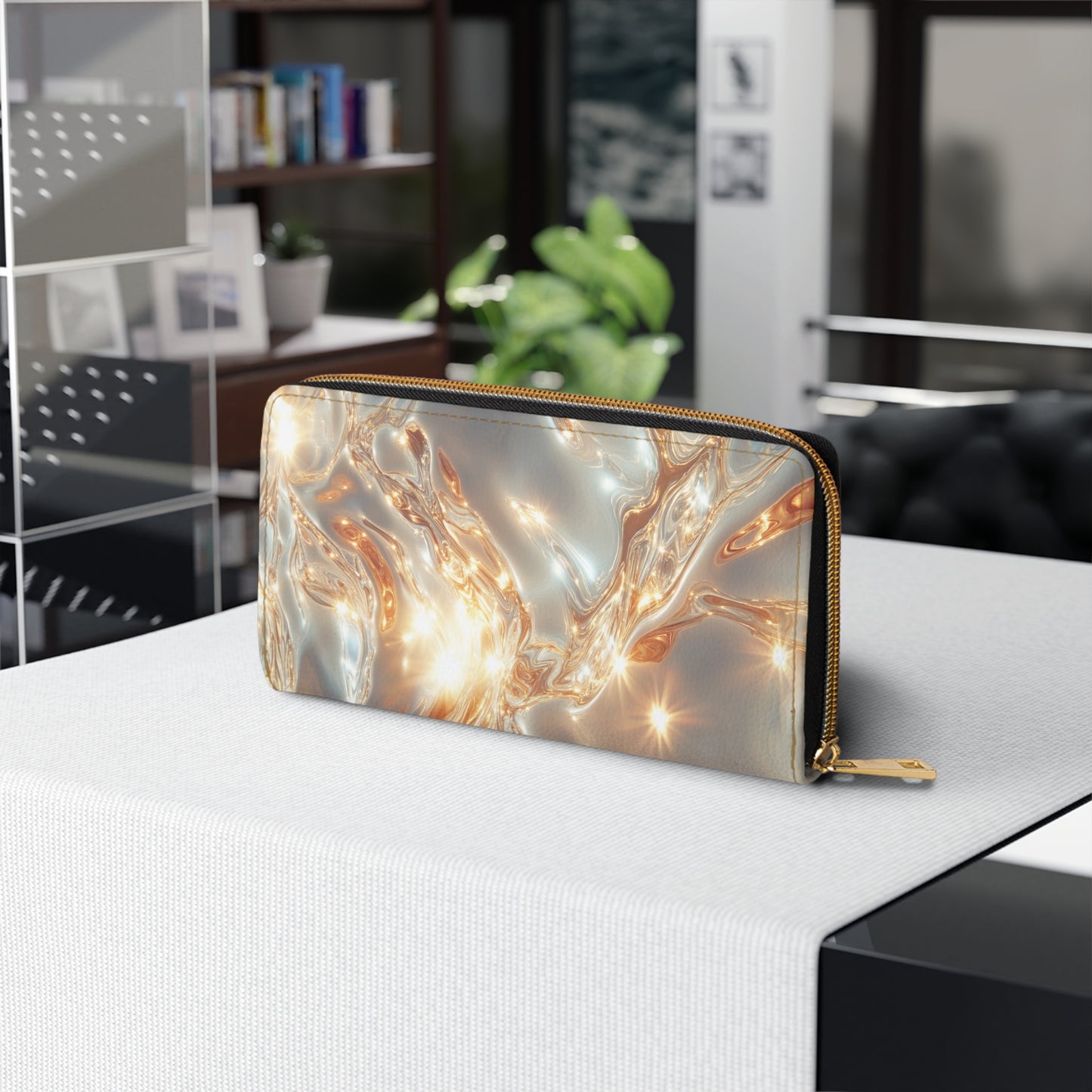 Lustrous Golden Waves Cell Phone Clutch Wallet