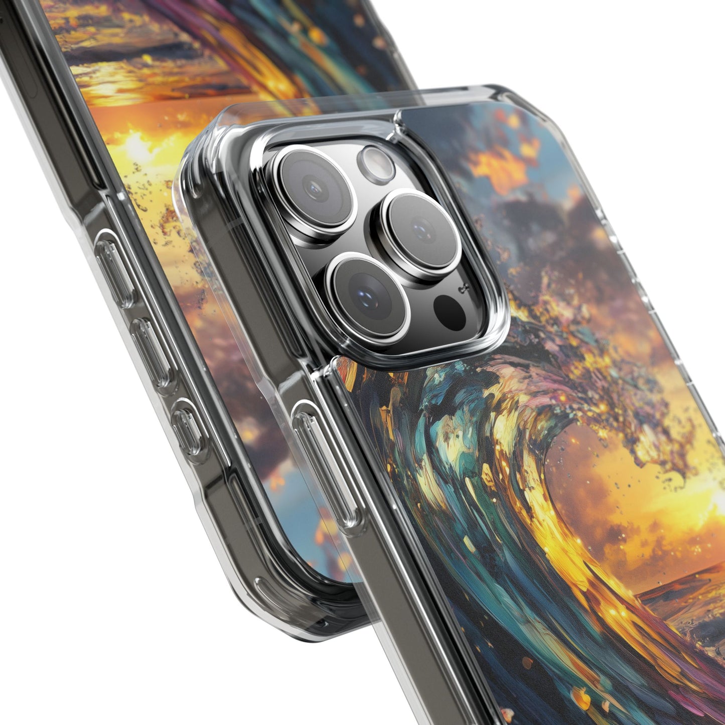 Iridescent Sunset Wave Magnetic Clear iPhone Case