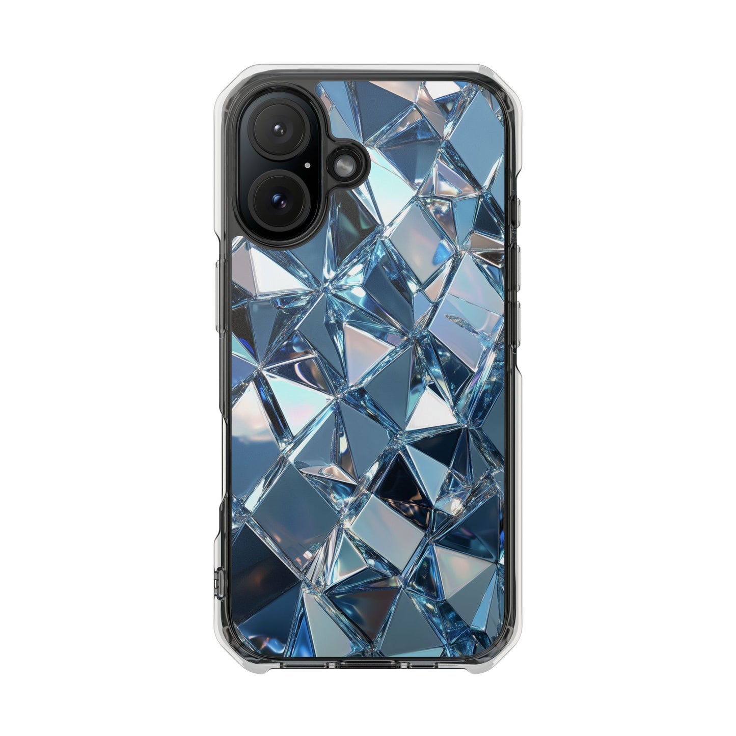 Iridescent Blue Chrome Diamond Magnetic iPhone Case