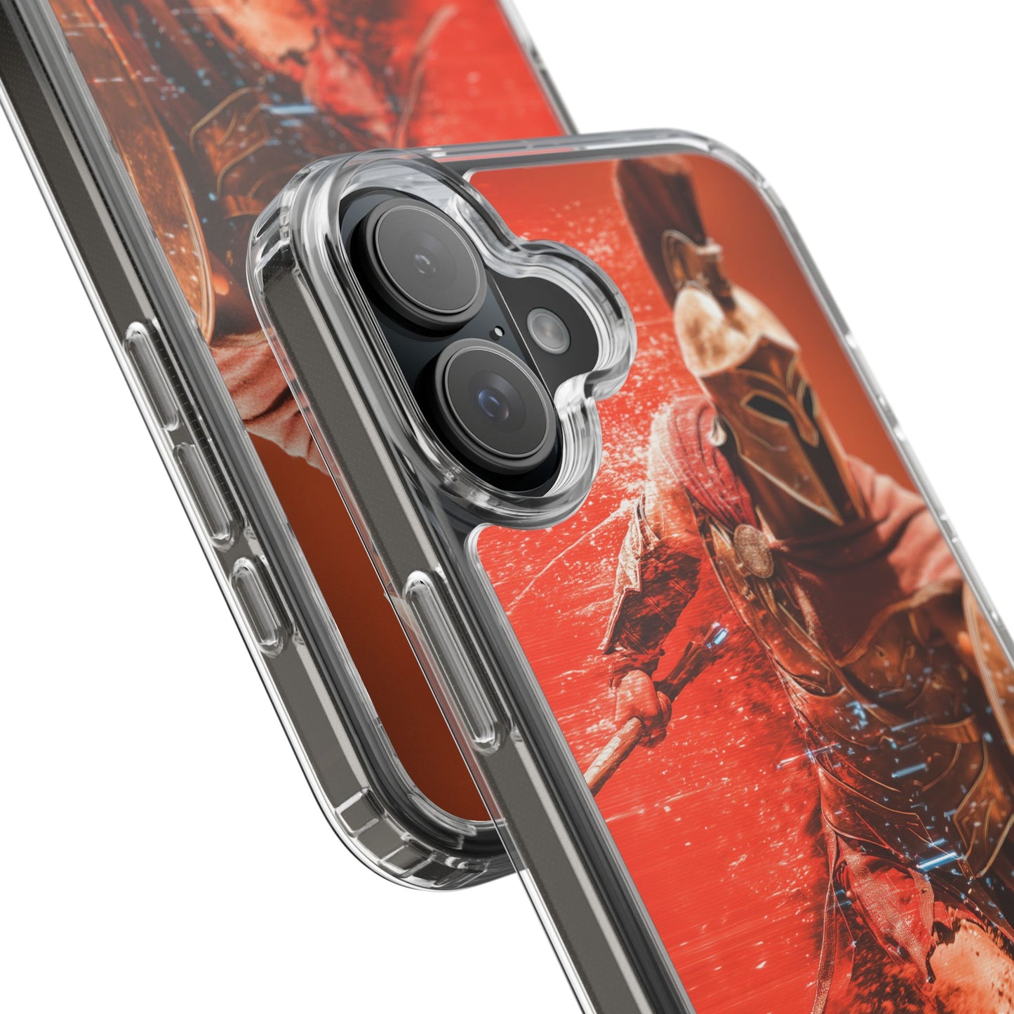 Spartan "Big Duster" Warrior Clear Phone Case - Unique Design for Protection & Style