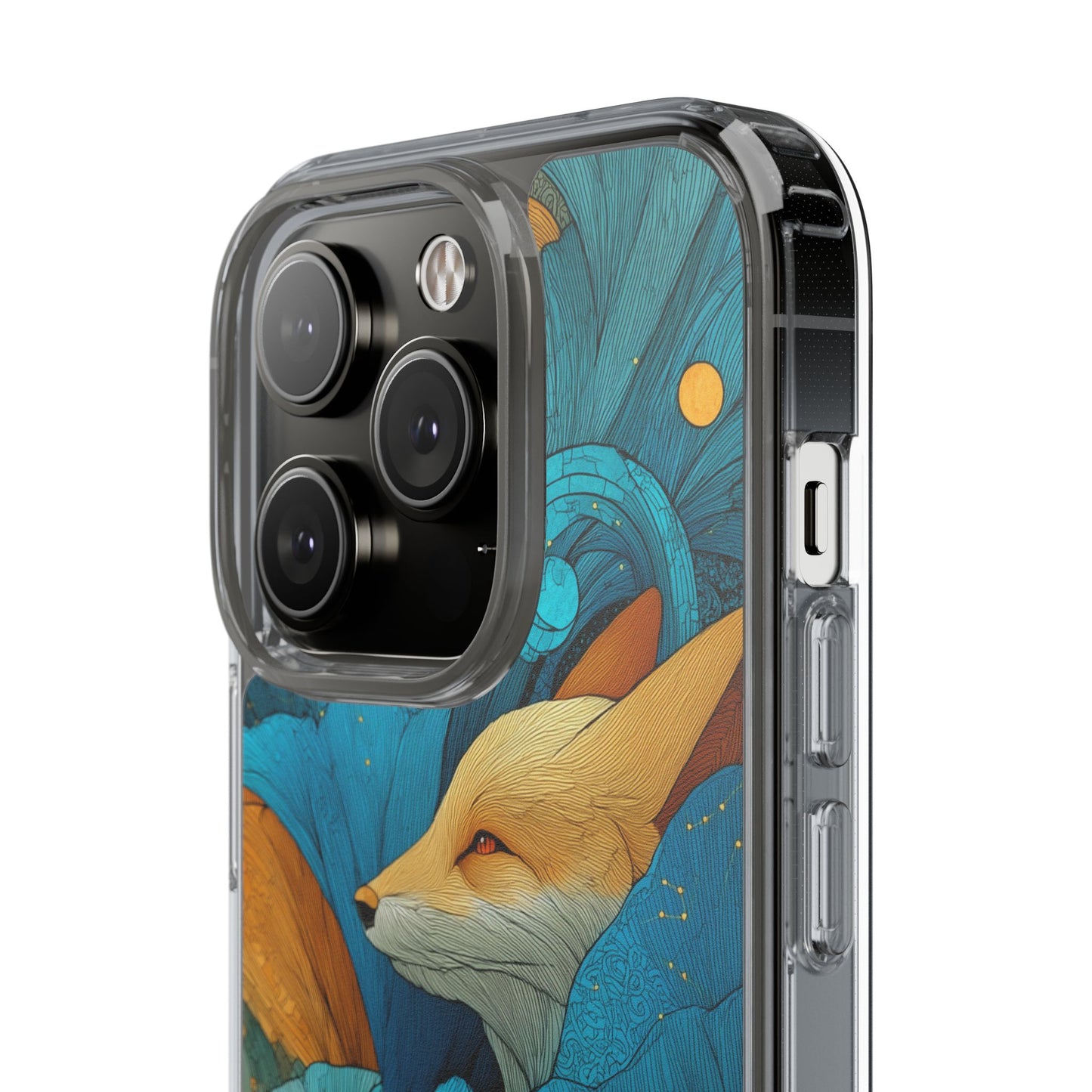 Vibrant Fox Clear Phone Case - Boho Floral iPhone Cover Nature Inspired Gift