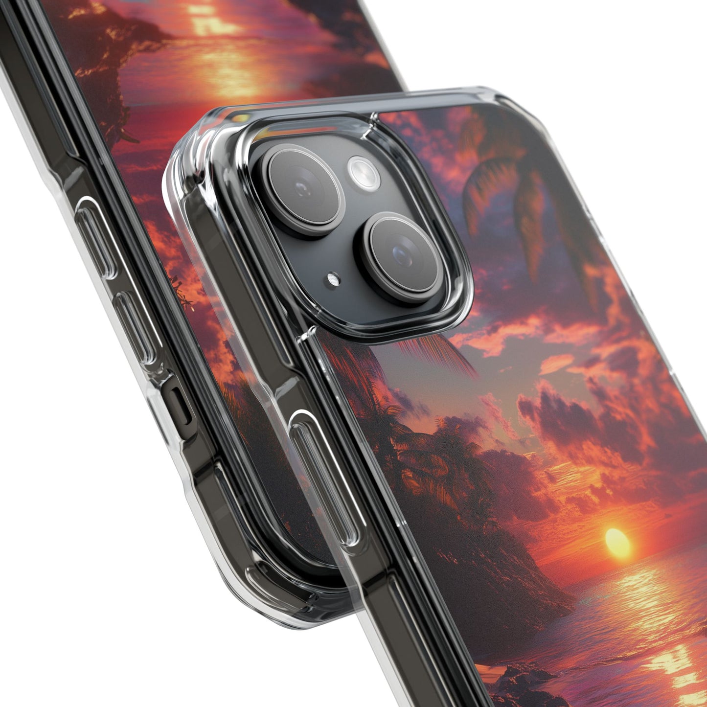 Iridescent Tropical Sunset Magnetic Clear Impact iPhone Case
