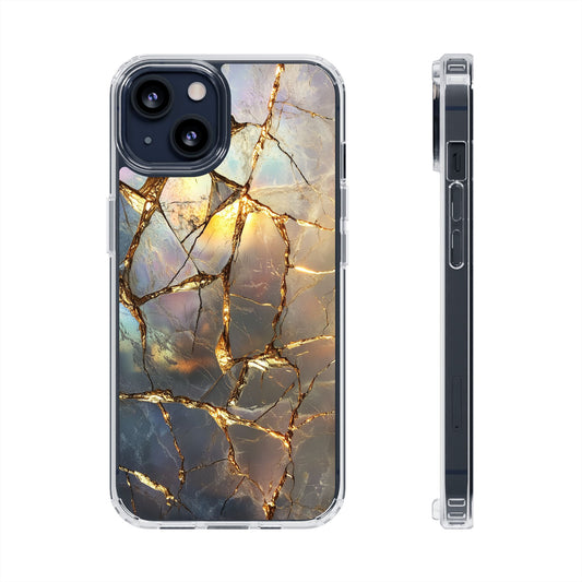 Iridescent Gold Marble Clear iPhone Case