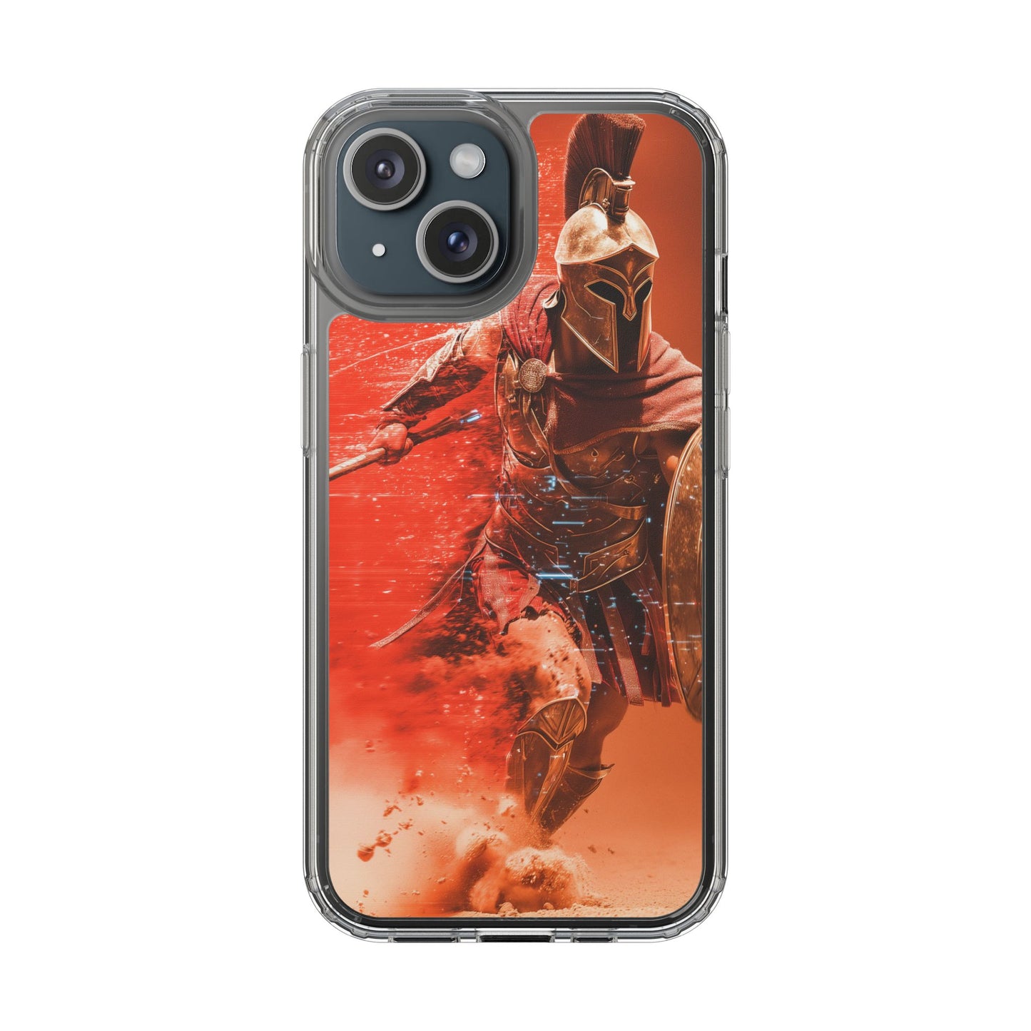 Spartan "Big Duster" Warrior Clear Phone Case - Unique Design for Protection & Style