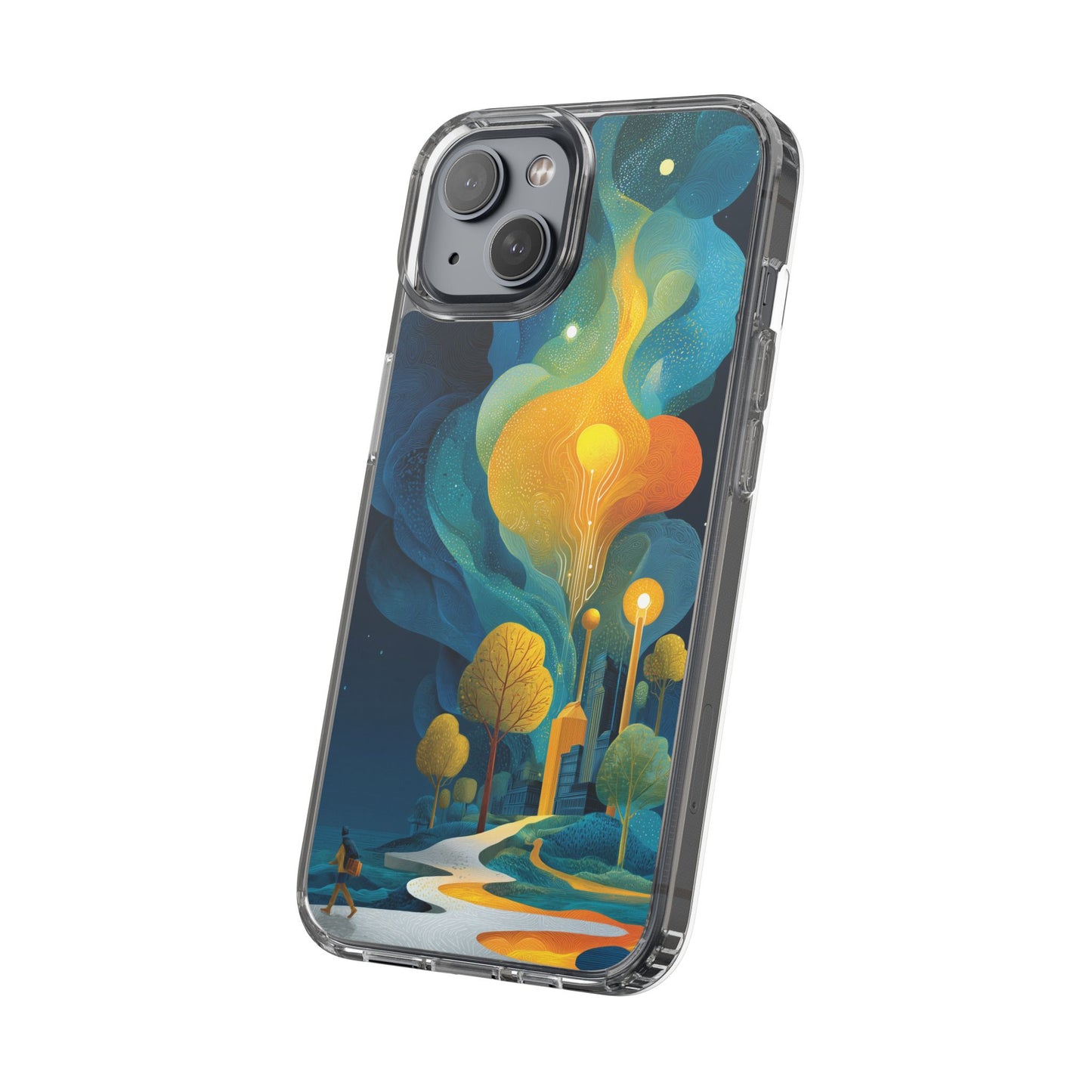 Electric City Forest Phone Case – Glowing Urban Jungle with Vibrant Nature Fusion