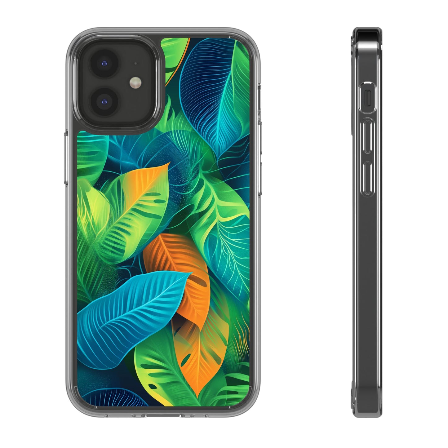 Tropical Leaf Clear iPhone Case – Vibrant Botanical Design for Nature Lovers