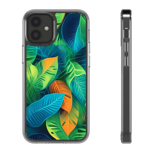 Tropical Leaf Clear iPhone Case – Vibrant Botanical Design for Nature Lovers