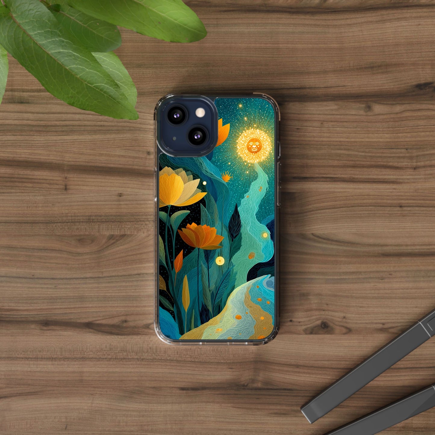 Deep Radiant Nature - Clear iPhone Case with Floral Design