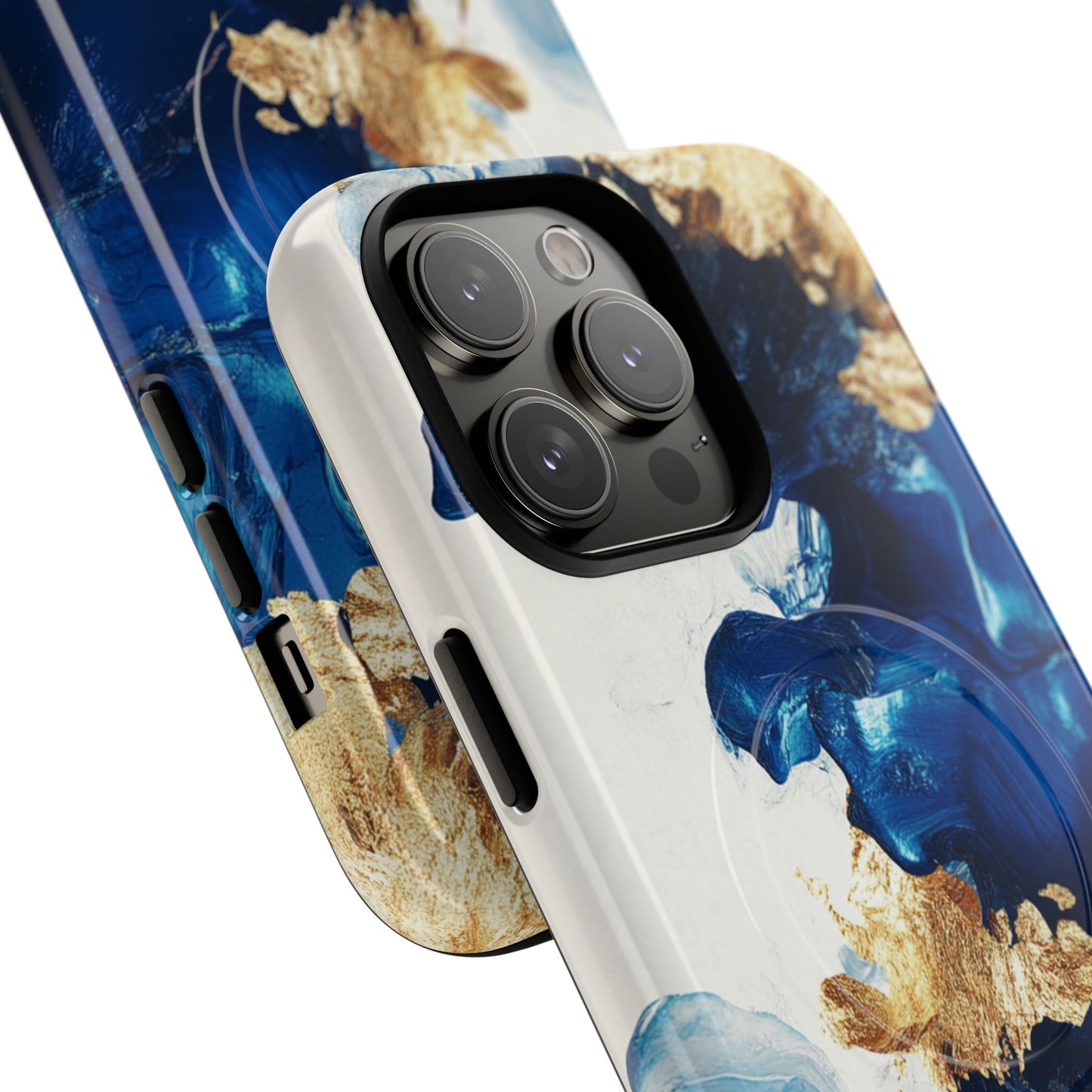 Stylish Tough Magnetic Phone Case – Durable & Chic Golden Blue Design for Smartphone Protection