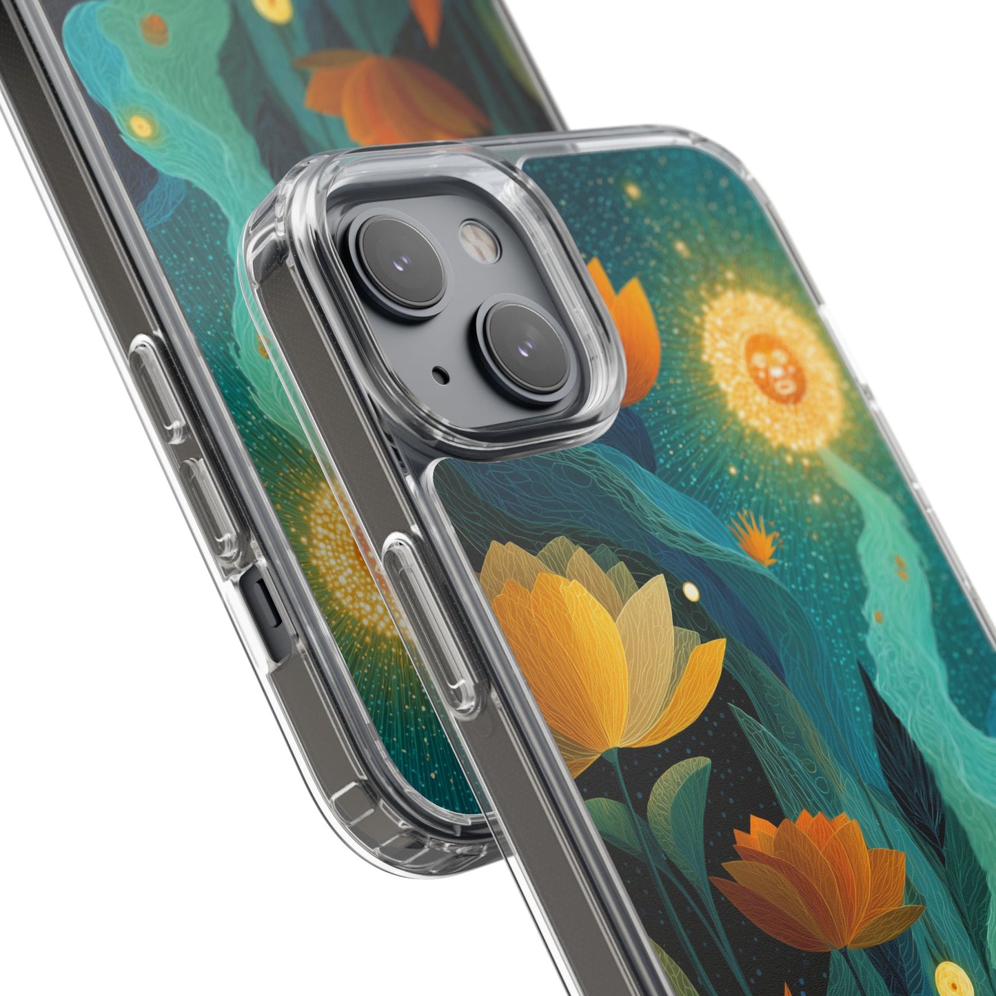 Deep Radiant Nature - Clear iPhone Case with Floral Design