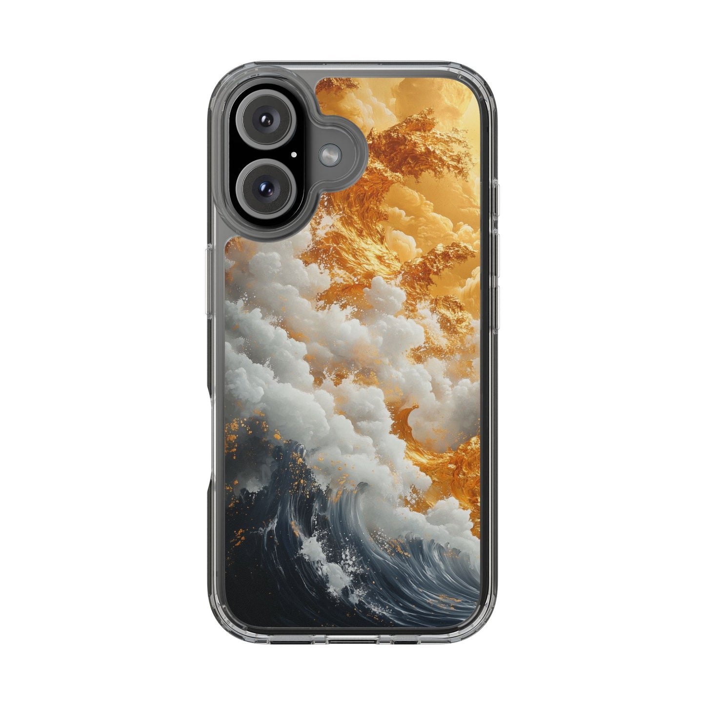 Golden Wave Clear iPhone Case - Stylish Protection for Your Smartphone