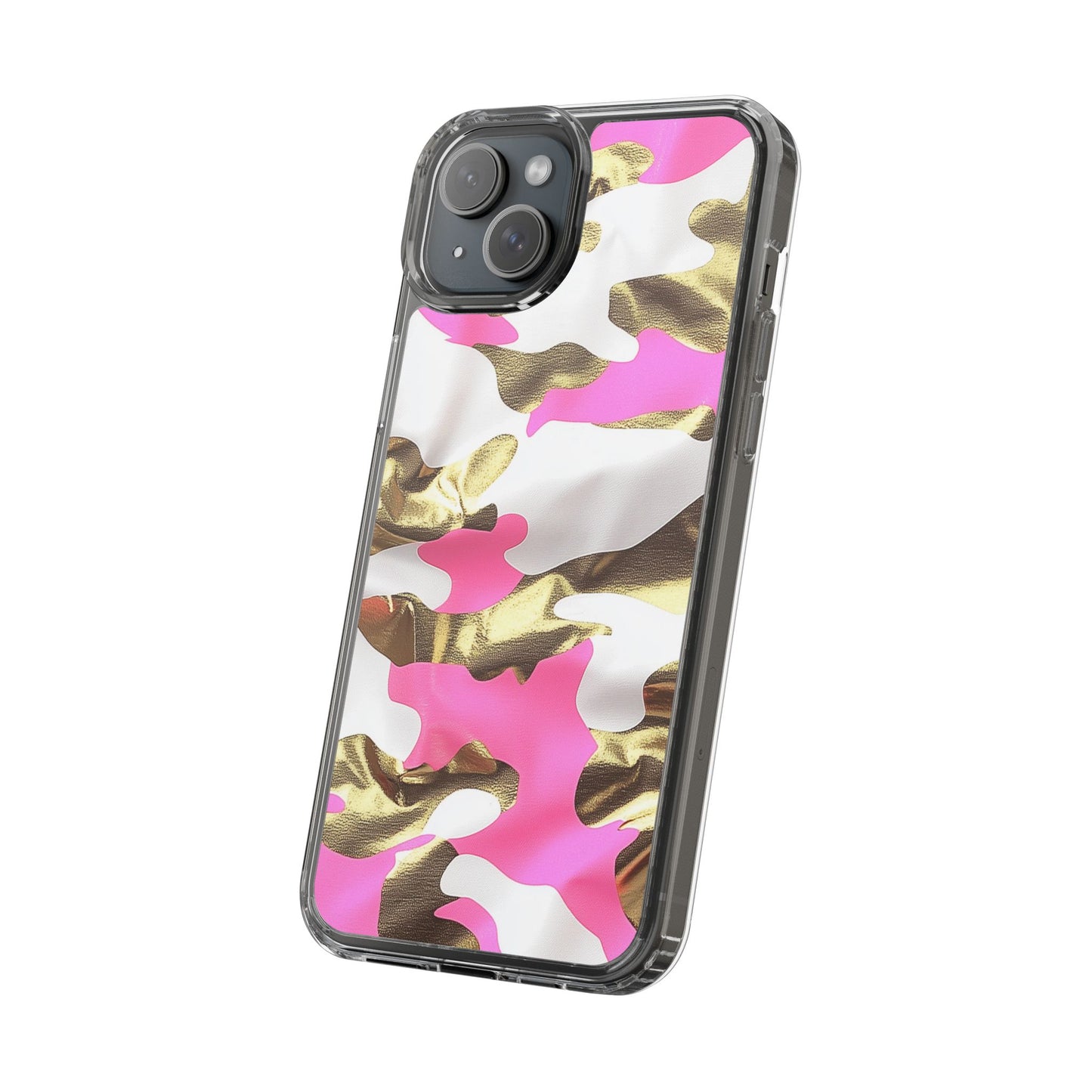 Gold and Pink Camo Phone Case – Stylish Clear Protective Design