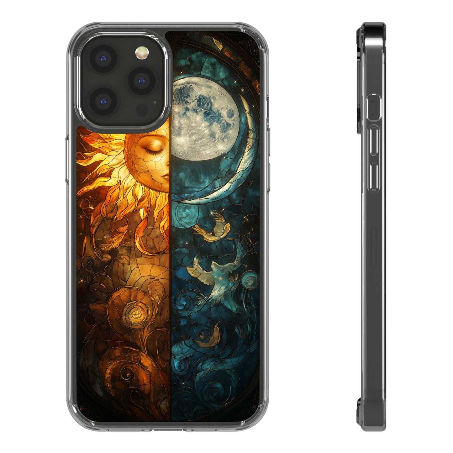 Celestial Sun and Moon Clear iPhone Case
