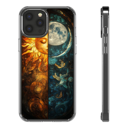 Celestial Sun and Moon Clear iPhone Case