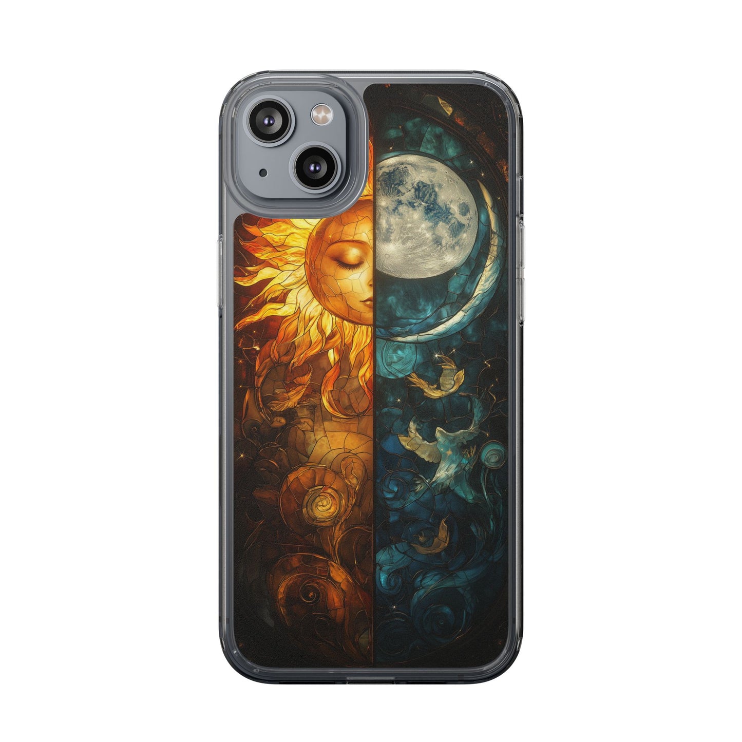 Celestial Sun and Moon Clear iPhone Case