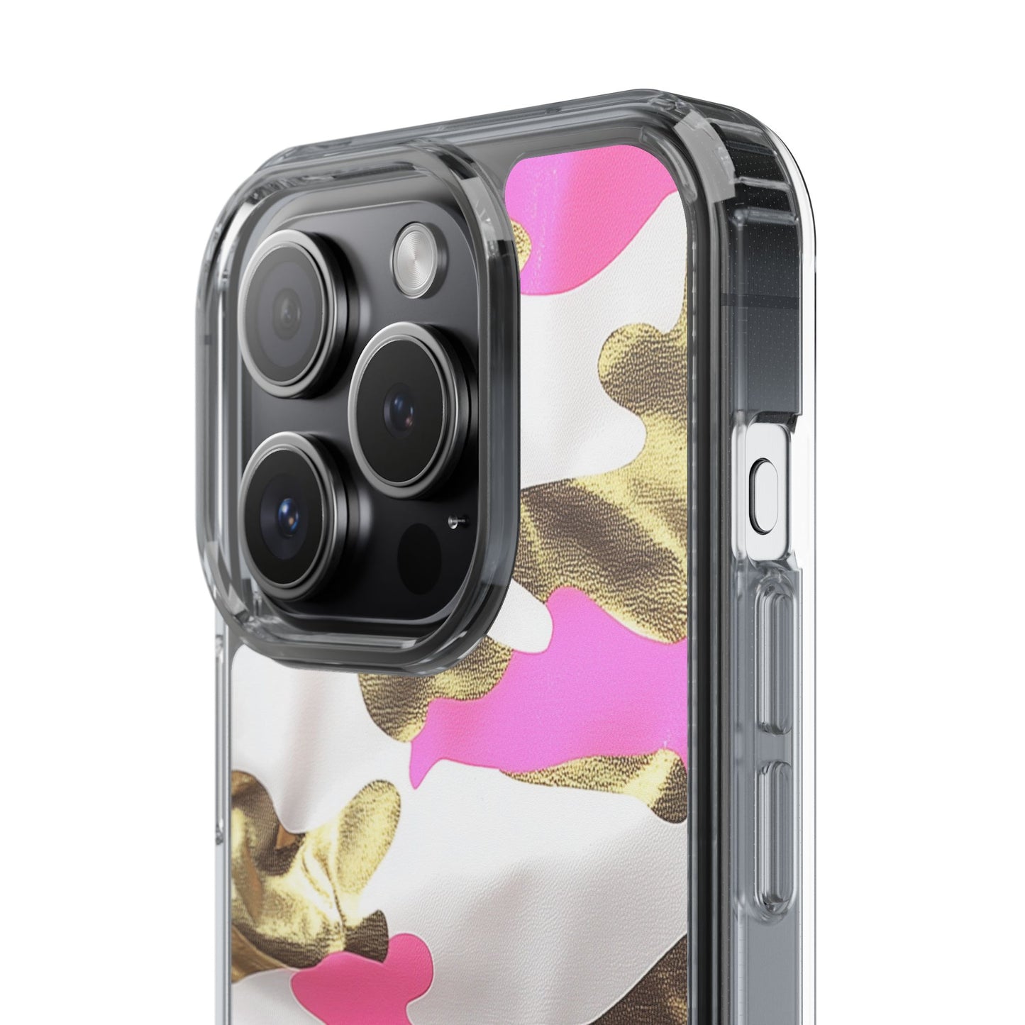 Gold and Pink Camo Phone Case – Stylish Clear Protective Design