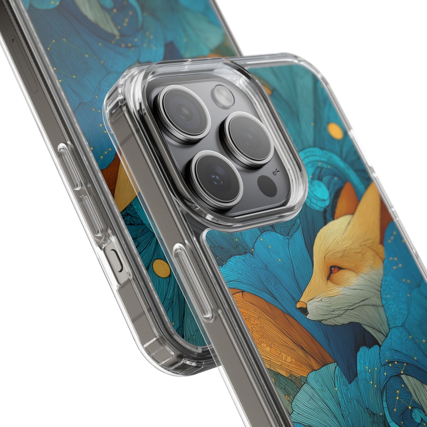 Vibrant Fox Clear Phone Case - Boho Floral iPhone Cover Nature Inspired Gift