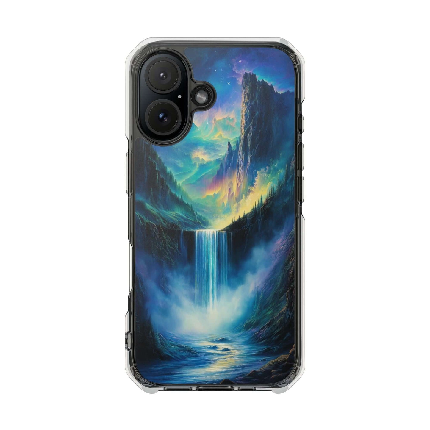 Cascading Aurora Waterfall Magnetic Clear Impact iPhone Case