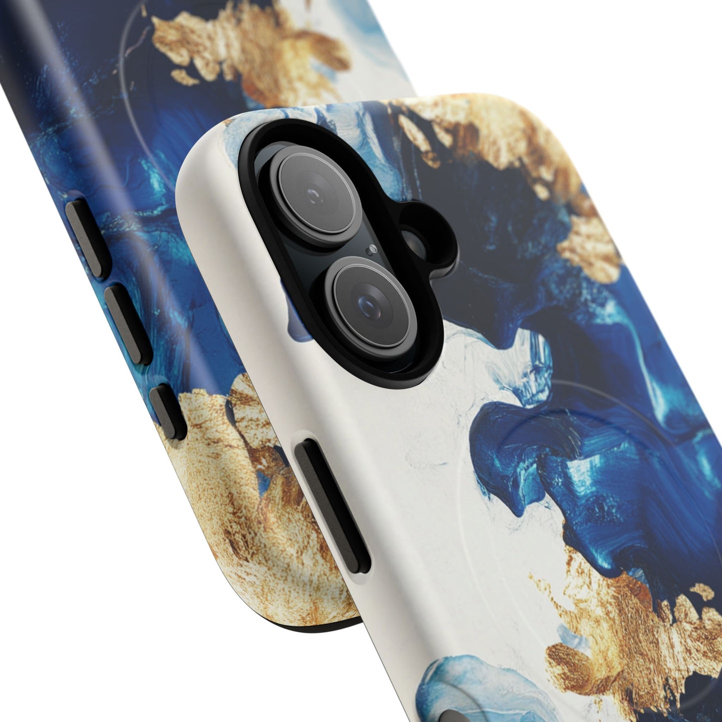 Stylish Tough Magnetic Phone Case – Durable & Chic Golden Blue Design for Smartphone Protection
