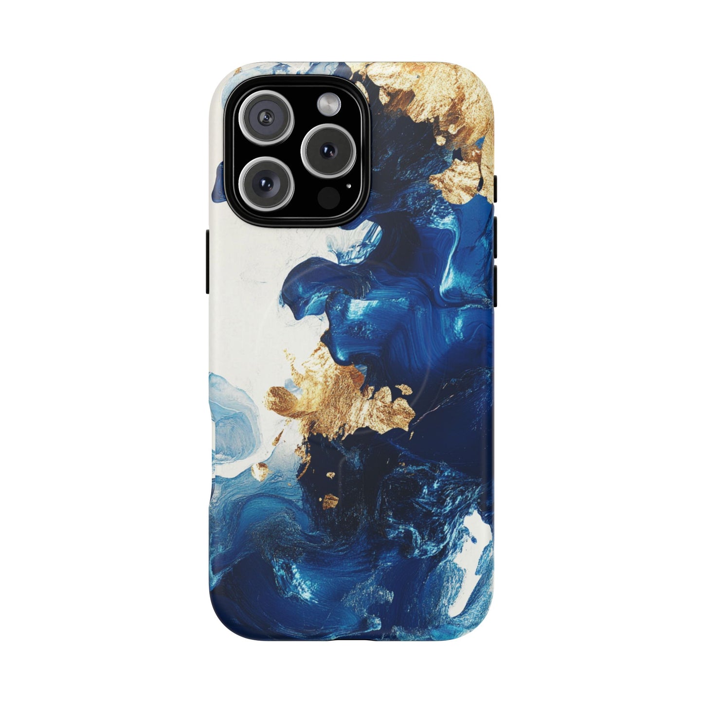 Stylish Tough Magnetic Phone Case – Durable & Chic Golden Blue Design for Smartphone Protection