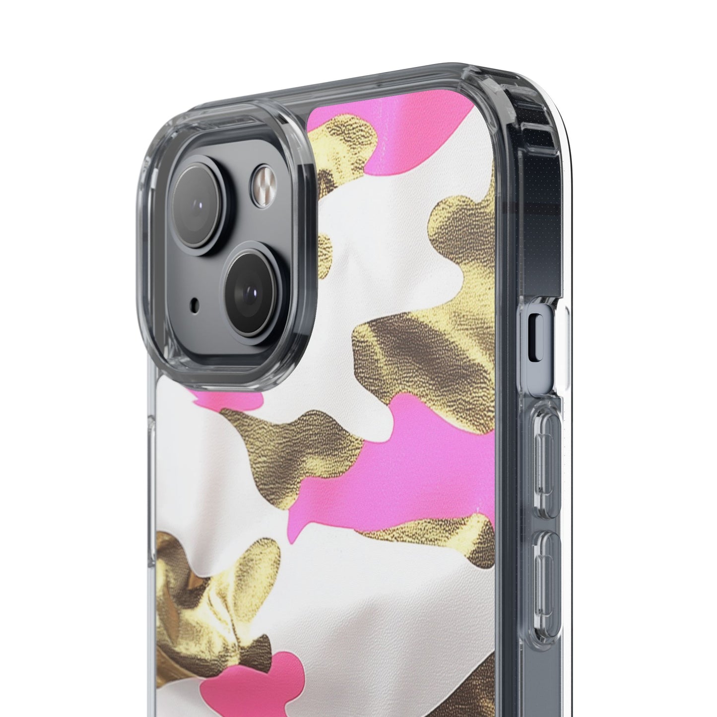 Gold and Pink Camo Phone Case – Stylish Clear Protective Design