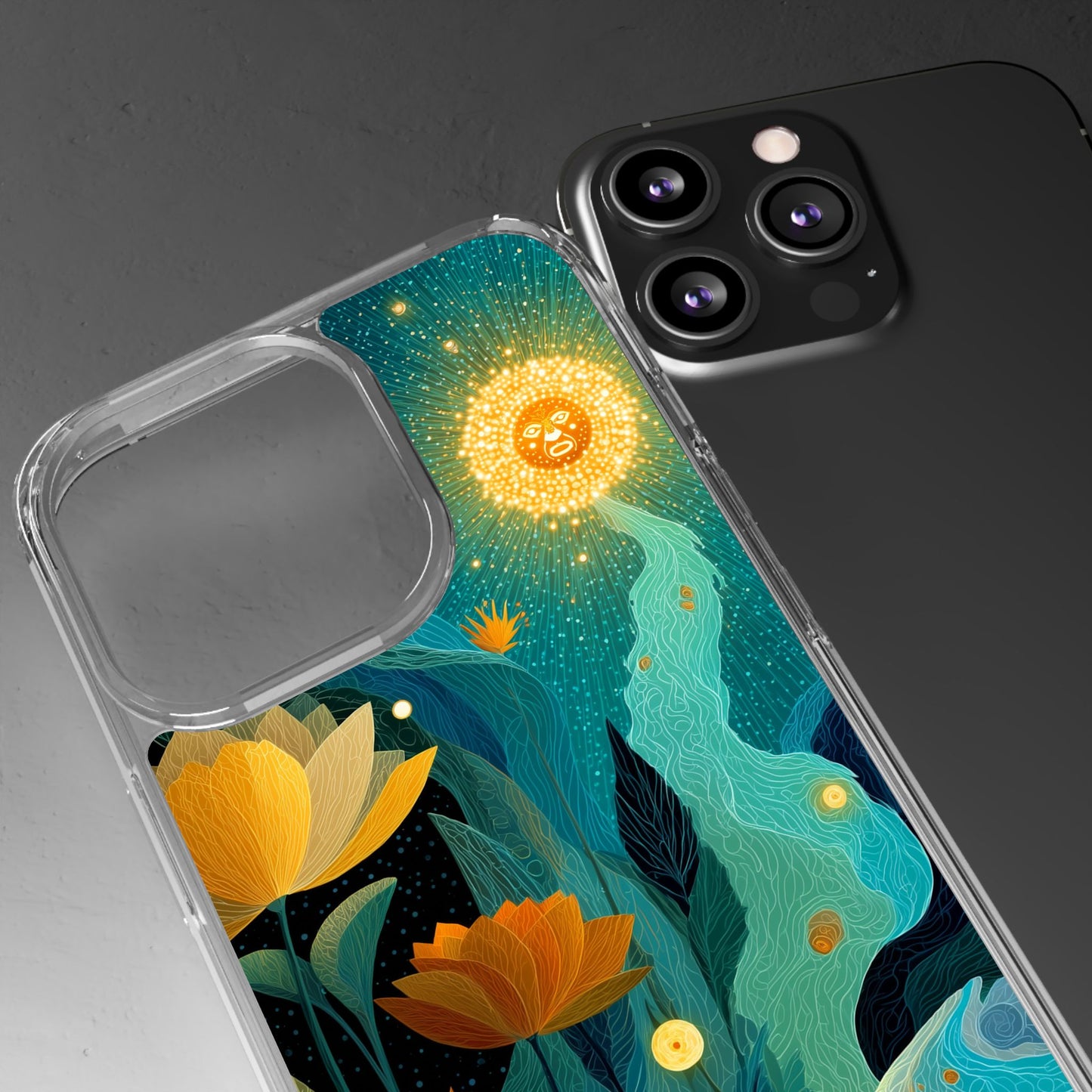 Deep Radiant Nature - Clear iPhone Case with Floral Design
