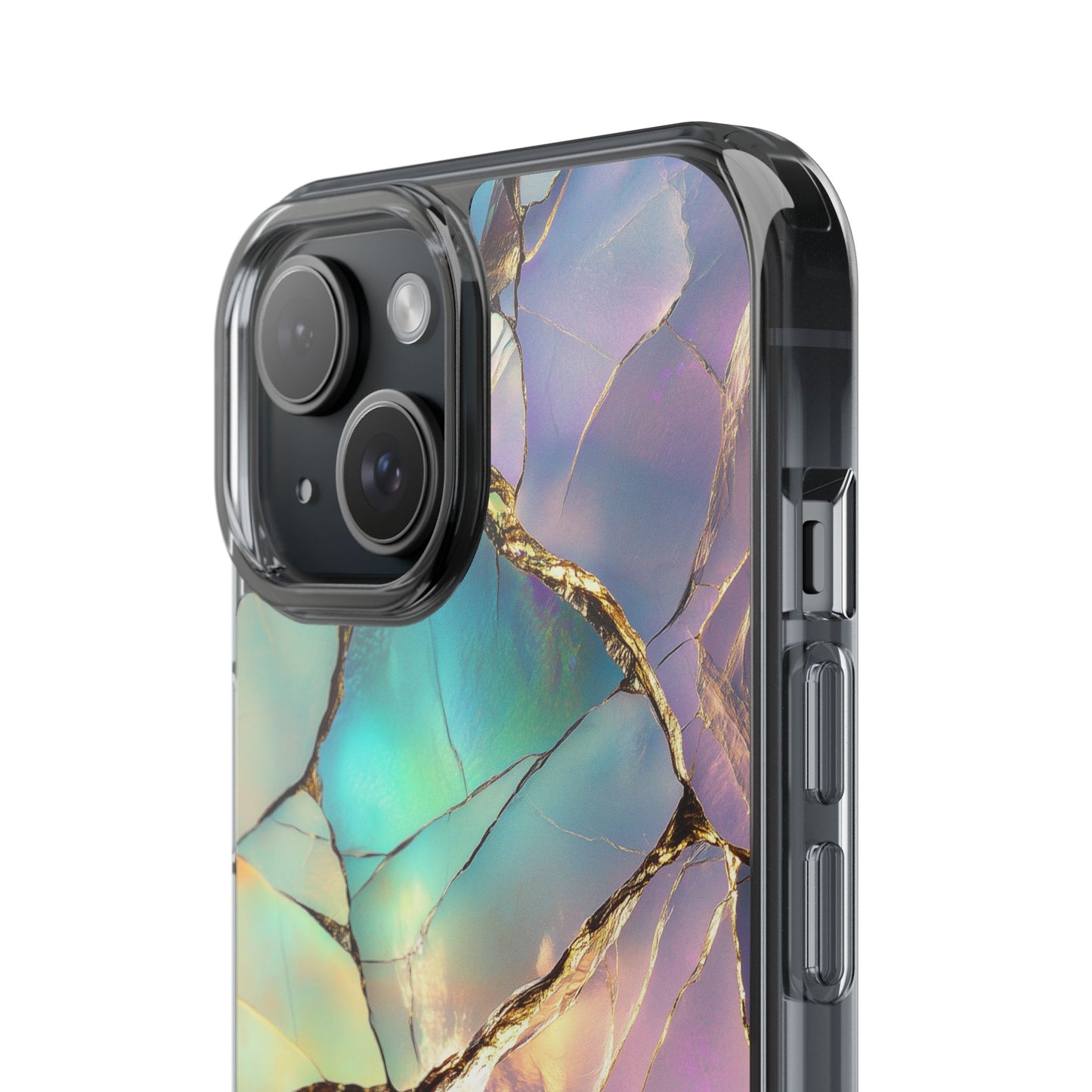 Iridescent Gold Fractured Marble Elegant Clear iPhone Case